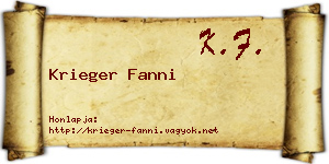 Krieger Fanni névjegykártya
